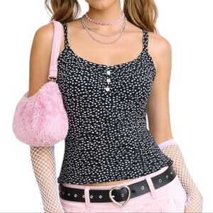 Damsel Babydoll Tank Y2K Vintage Womens Medium Hearts Stretch Soft Comfy Cotton